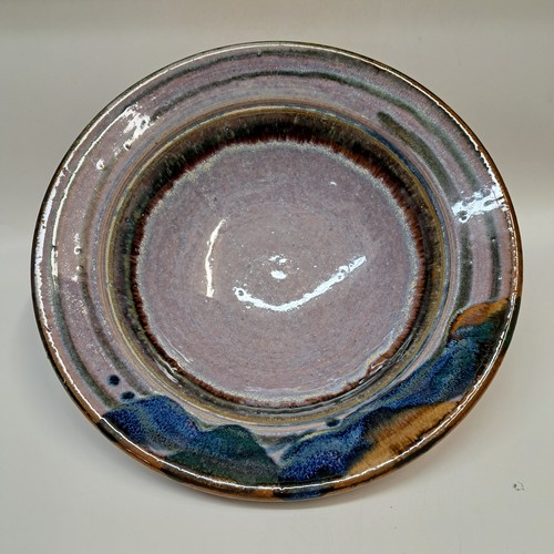 Click to view detail for #260304 Bowl, Violet with Blue Rim 10x3 $22